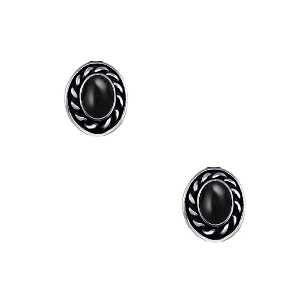 Sterling Silver Little Black Onyx Post Stud Earrings